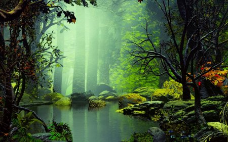 Сказочное озеро в лесу