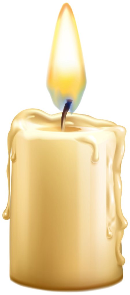 Огонек свечи на прозрачном фоне