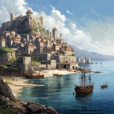 Фэнтези город у моря