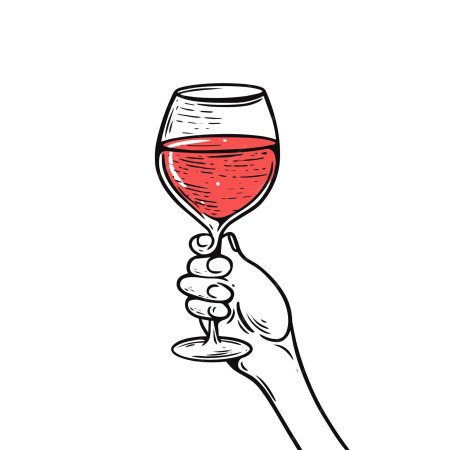 Рука с бокалом вектор