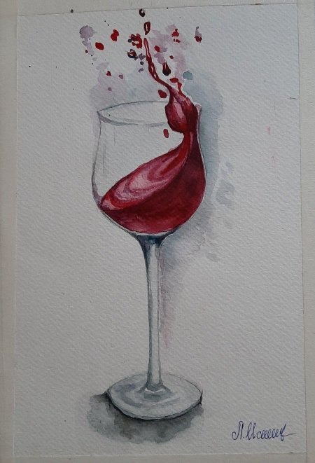 Рисование вином бокал