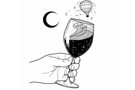 Эскиз тату вино