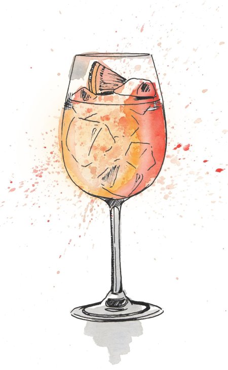 Aperol spritz коктейль акварель