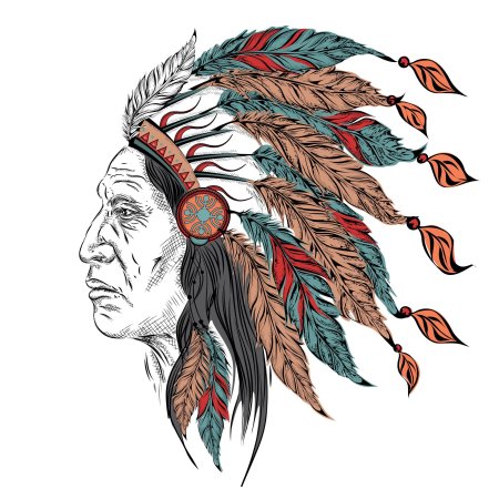 Головной убор индейского вождя вектор