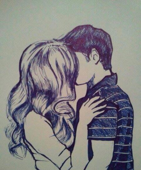 Рисунок карандашом парень с девушкой