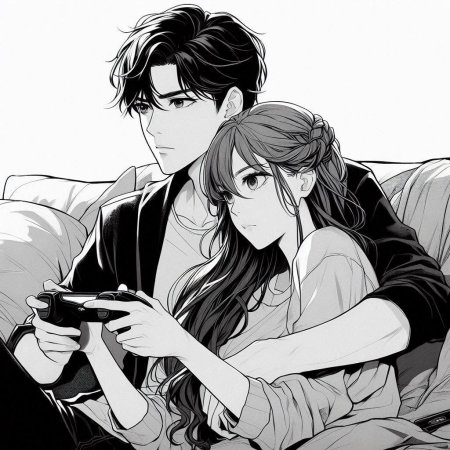 Drawing anime couple