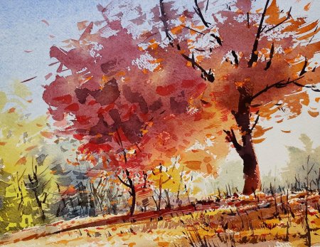 Осенние пейзажи акварелью