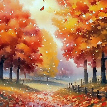 Акварель осень пейзаж