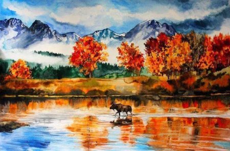 Пейзаж красками