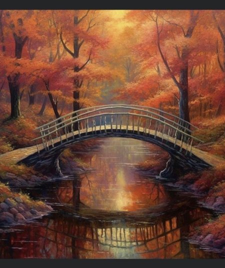 Осенний пейзаж с мостиком