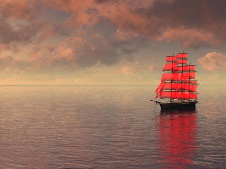 Корабль с красными парусами