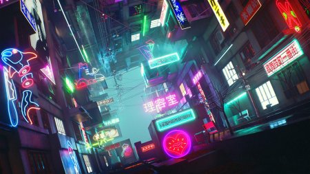 Cyberpunk улица неон