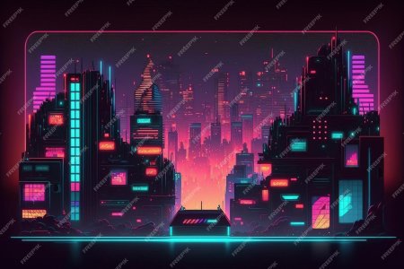 Неоновый город арт