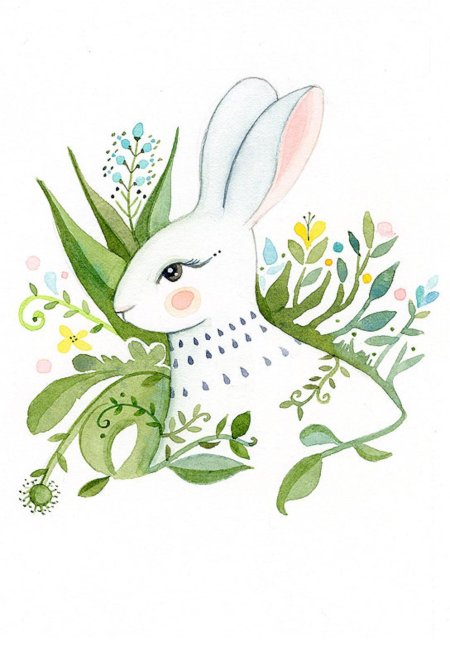 Пасхальный зайчик акварель