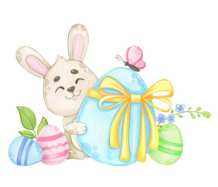 Кролик пасха акварель