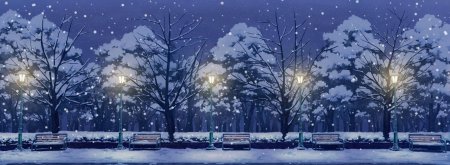 Аниме фон зимний парк