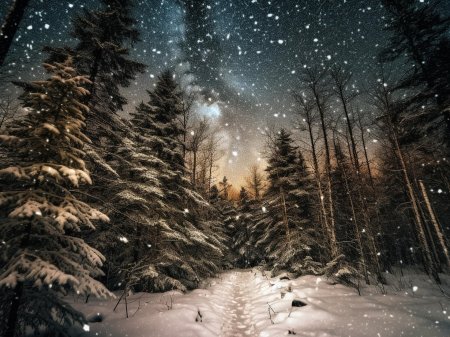 Зимний ночной лес