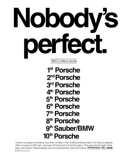 Porsche nobody's perfect постер