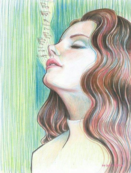 Девушка волосы акварель