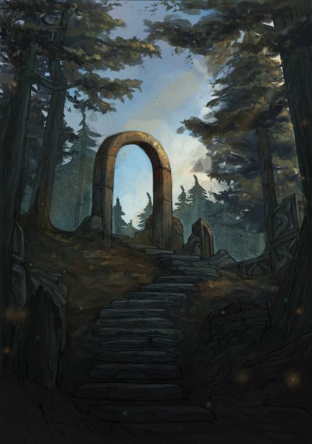 Эльфийские руины фэнтези арт