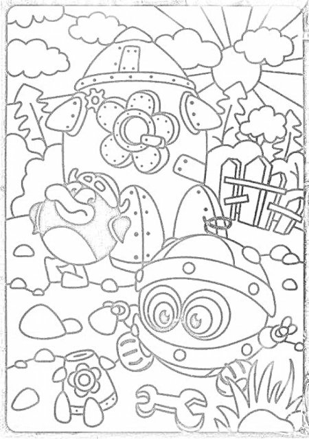 Раскраска смешарик