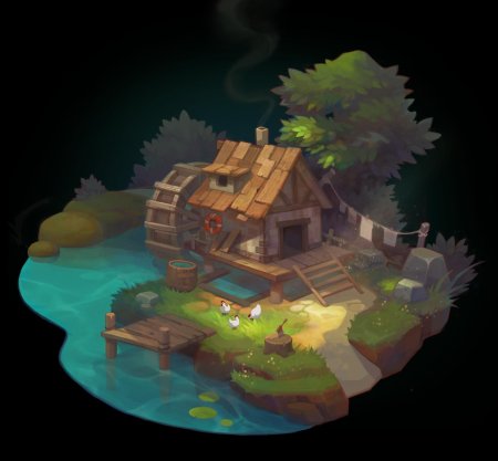 Isometric art игры мельница