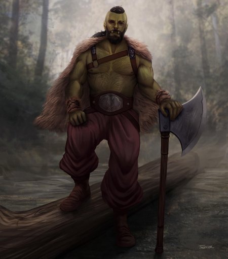 Полуорк варвар днд арт