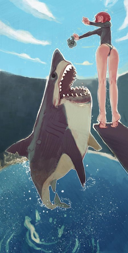 Девушка акула арт