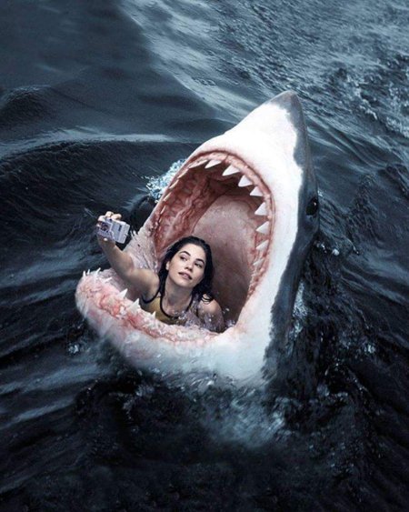Девушка в пасти акулы