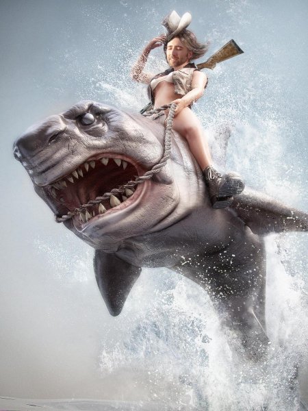 Девушка с акулой