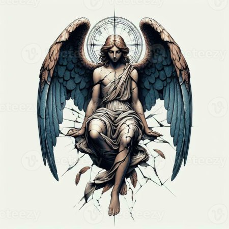 Эскиз тату ангел хранитель