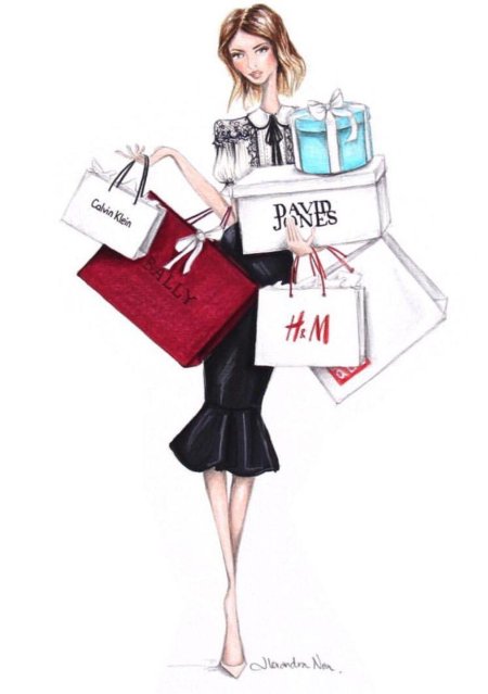 Фэшн иллюстрации шопинг