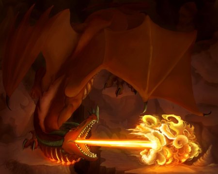Дракон дышит огнем