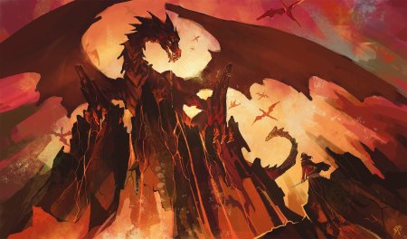 Красный огнедышащий дракон