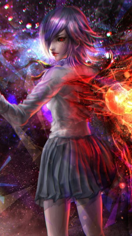 Токийский гуль девушка с фиолетовыми волосами