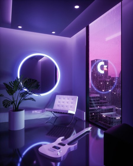 Комната в стиле неон