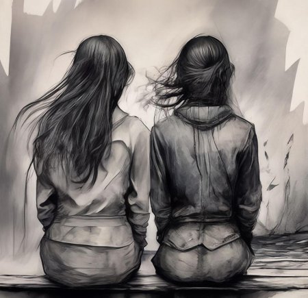 Две девушки рисунок