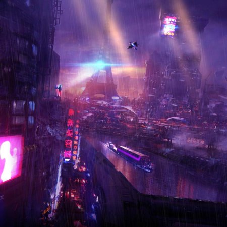 Cyberpunk 2077 city неон