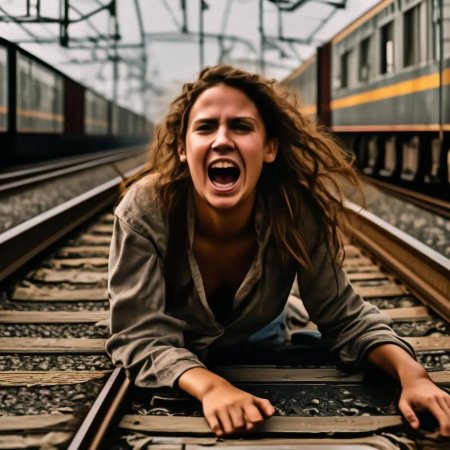 Девушка на рельсах