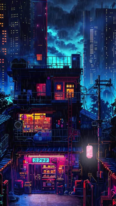 Ночной город киберпанк