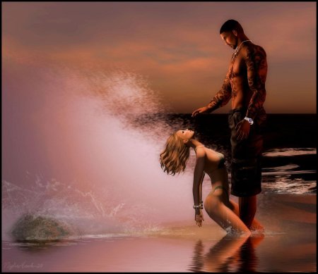 Парень и девушка в воде