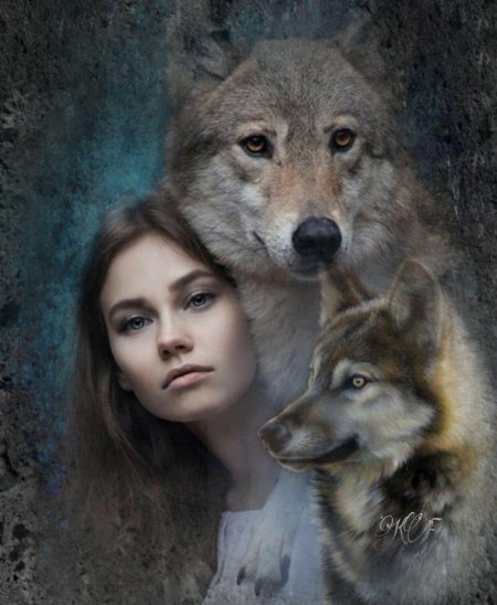 Девушка с волками