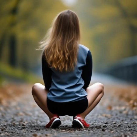 Девушка на корточках