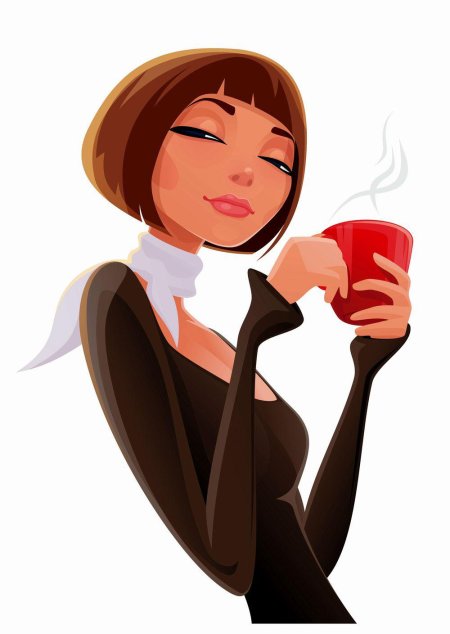Девушка с кофе мультяшная