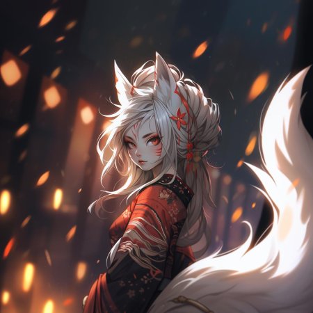 Кицунэ арт девушка