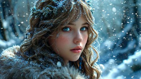 Девушка в зимнем лесу