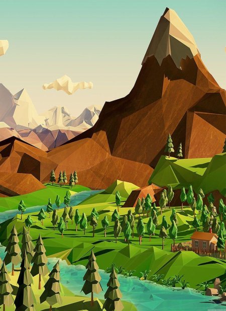 Низкополигональные горы синема4д