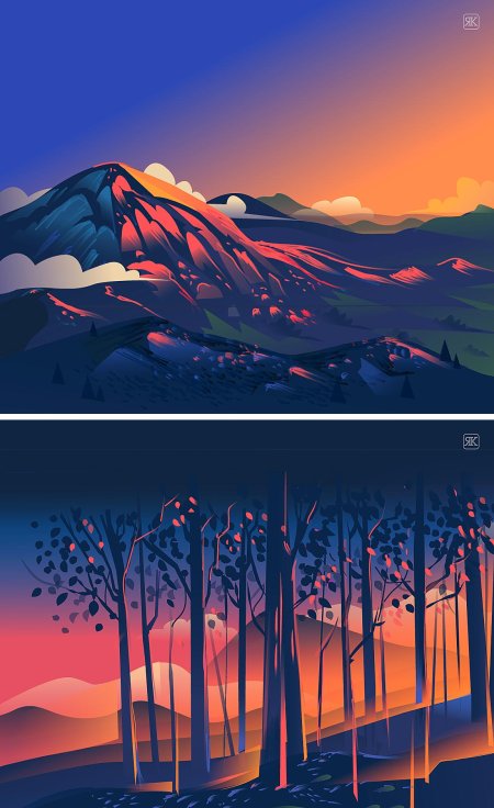 Пейзаж в иллюстраторе