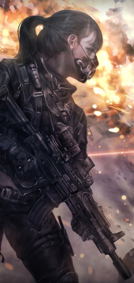 Девушка с оружием арт