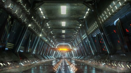 Коридор космического корабля будущего sci-fi